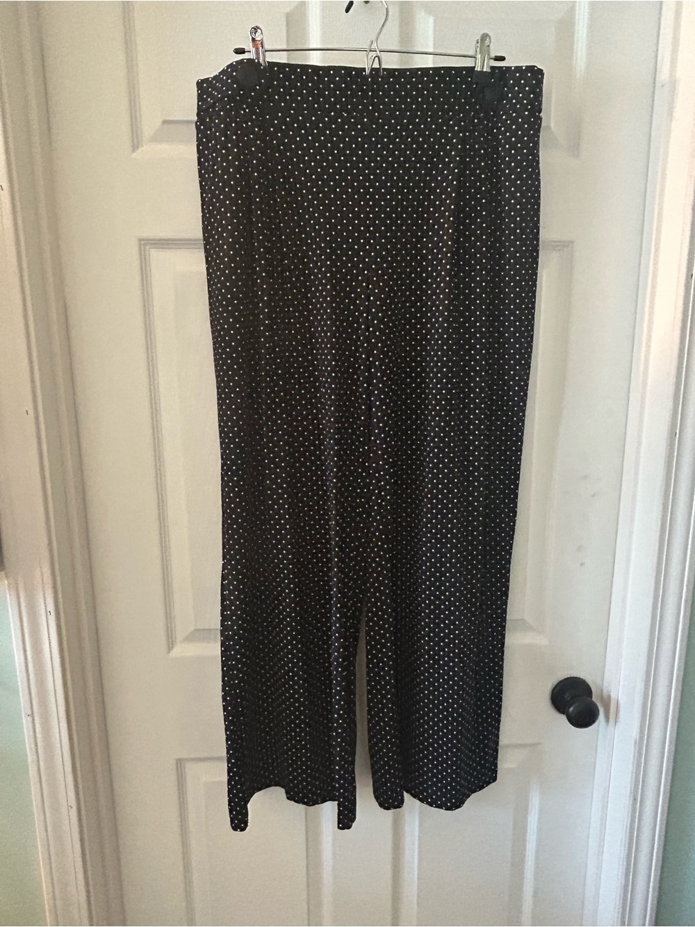 Robert Louis Black Polka Dot Wide-Leg Pants size lg